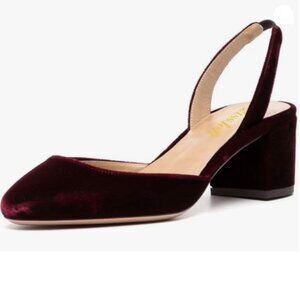 Elegant Burgundy Velvet Slingback Sandals